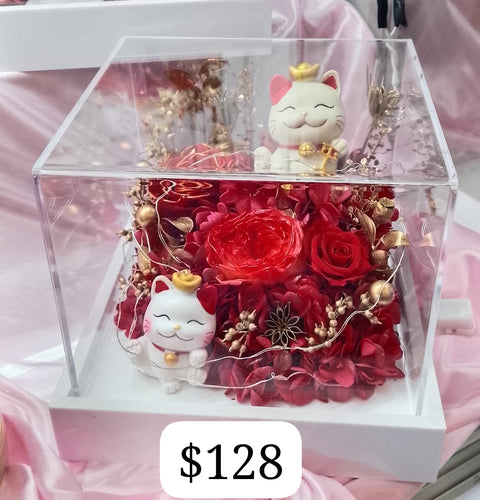 TI CNY Preserved Flowers With Cat & Fairy Lights $128