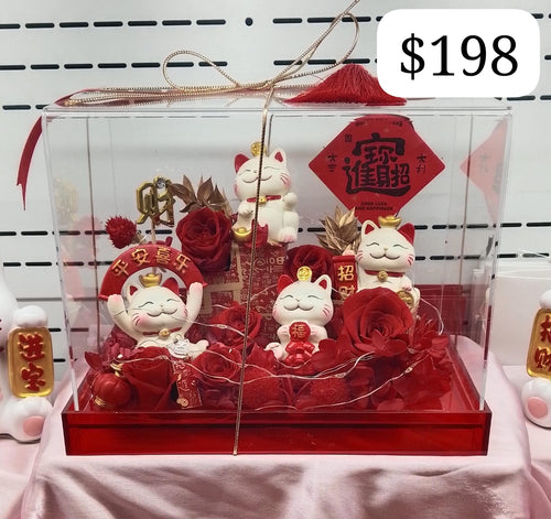 TI CNY Preserved Flowers With Cat & Fairy Lights $198